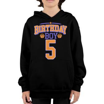5Th Birthday Boy Basketball Lover 5 Years Old Bday Youth Hoodie - Thegiftio UK