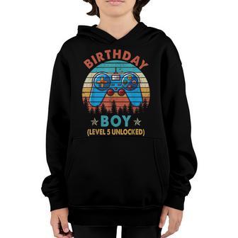 5Th Birthday Boy Level 5 Unlocked Awesome Since 2018 Gifts Youth Hoodie - Thegiftio UK