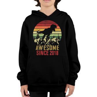 5Th Birthday Dinosaur 5 Year Old Boys Awesome Since 2018 Youth Hoodie - Thegiftio UK