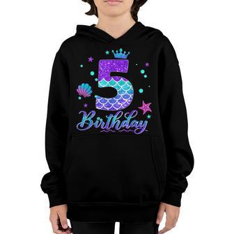 5Th Birthday Girl Mermaid For 5 Years Old Party Youth Hoodie - Thegiftio UK