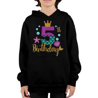 5Th Birthday Girl This Mermaid Is 5 Years Old Costume V2 Youth Hoodie - Thegiftio UK