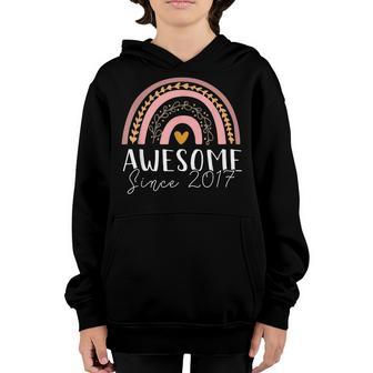 5Th Birthday Rainbow Awesome 2017 5 Year Old Gift Kid Girl Youth Hoodie - Thegiftio UK