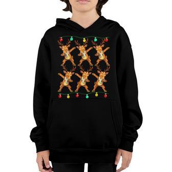 6 Dabbing Reindeer Xmas Lights Kids Girls Boys Christmas Youth Hoodie - Thegiftio UK