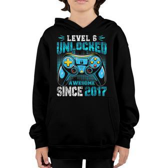 6 Year Old Boy Level 6 Unlocked Awesome 2017 6Th Birthday V4 Youth Hoodie - Seseable