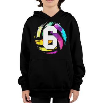 6 Year Old Colorful Volleyball Player 6Th Birthday Boy Son Youth Hoodie - Thegiftio UK