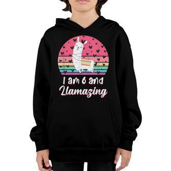 6 Years Old 6Th Birthday Llama Birthday Girl Gift V19 Youth Hoodie - Thegiftio UK