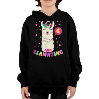 6 Years Old 6Th Birthday Llama Birthday Girl Gift V20 Youth Hoodie - Thegiftio UK