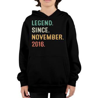 6Th Birthday Boy 6 Years Old Gift Legend Since November 2016 Youth Hoodie - Thegiftio UK