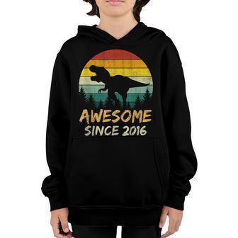 6Th Birthday Gift Boy Dinosaur 6 Year Old Awesome Since 2016 V2 Youth Hoodie - Thegiftio UK