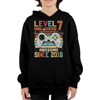 7 Year Old Boy Level 7 Unlocked Awesome 2016 7Th Birthday Youth Hoodie - Thegiftio UK
