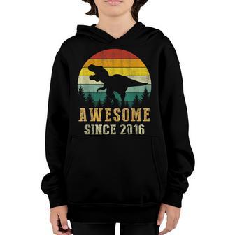7 Year Old Dinosaur 7Th Birthday Gift Boy Awesome Since 2016 Youth Hoodie - Thegiftio UK
