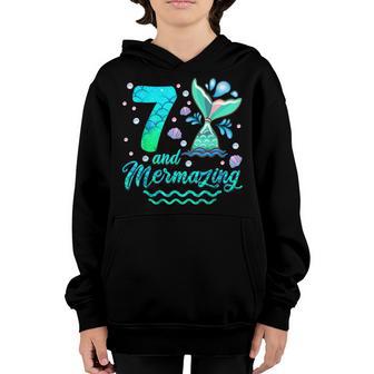 7 Year Old Gifts Birthday Girl Kids 7Th Birthday Mermaid Youth Hoodie - Thegiftio UK