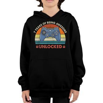 7 Year Old Gifts Level 7 Unlocked 7Th Birthday Boy Gaming V2 Youth Hoodie - Thegiftio UK