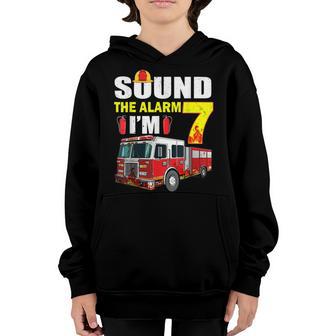 7 Year Old Its My 7Th Birthday Boy Fire Truck Fireman Youth Hoodie - Thegiftio UK