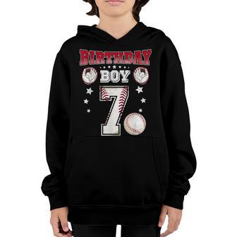 7 Years Old 7Th Birthday Baseball For Boys Party V2 Youth Hoodie - Thegiftio UK