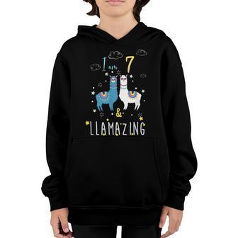 7 Years Old 7Th Birthday Llama Birthday Girl Gift V10 Youth Hoodie - Thegiftio UK