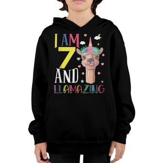 7 Years Old 7Th Birthday Llama Birthday Girl Gift V12 Youth Hoodie - Thegiftio UK