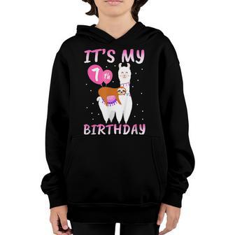 7 Years Old 7Th Birthday Llama Birthday Girl Gift V13 Youth Hoodie - Thegiftio UK