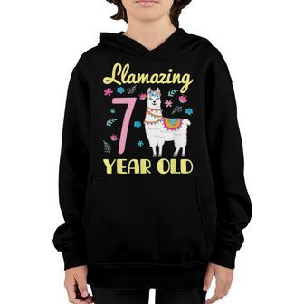 7 Years Old 7Th Birthday Llama Birthday Girl Gift V18 Youth Hoodie - Thegiftio UK
