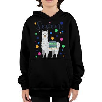 7 Years Old 7Th Birthday Llama Birthday Girl Gift V3 Youth Hoodie - Thegiftio UK