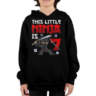 7 Years Old Boy Birthday This Little Ninja Is 7 Youth Hoodie - Thegiftio UK