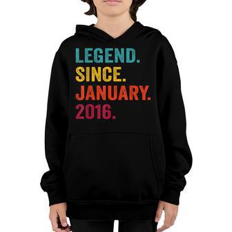 7 Years Old Gifts Legend Since January 2016 7Th Birthday Boy Youth Hoodie - Thegiftio UK