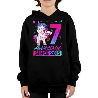 7 Years Old Unicorn Flossing 7Th Birthday Girl Unicorn Party V4 Youth Hoodie - Thegiftio UK