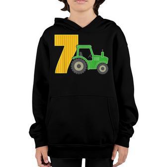 7Th Birthday Boy 7 Year Old Farm Truck Tractor Party Youth Hoodie - Thegiftio UK