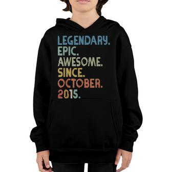 7Th Birthday Boy Legendary Epic Awesome Since October 2015 Youth Hoodie - Thegiftio UK