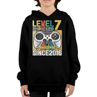 7Th Birthday Boy Level 7 Unlocked Awesome 2016 Video Gamer Youth Hoodie - Thegiftio UK