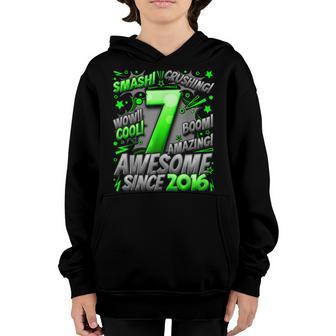 7Th Birthday Comic Style Awesome Since 2016 7 Year Old Boy Youth Hoodie | Mazezy