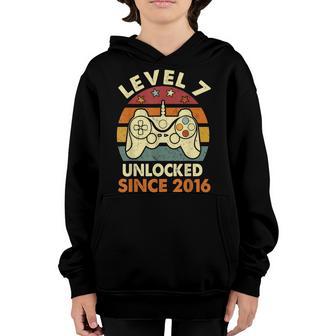 7Th Birthday Gift Level 7 Unlocked Awesome 2016 Video Game V2 Youth Hoodie - Thegiftio UK