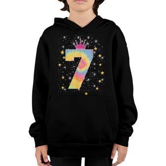7Th Birthday Gifts Colorful Tie Dye 7 Year Old Girls Youth Hoodie - Thegiftio UK