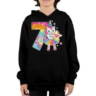 7Th Birthday Unicorn Shirt Gift For Girls Age 7 Tie Dye Tee Youth Hoodie | Mazezy