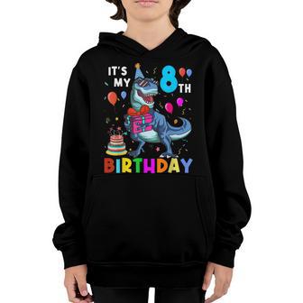 8 Year Old 8Th Birthday Boy T Rex Dinosaur V5 Youth Hoodie - Thegiftio UK