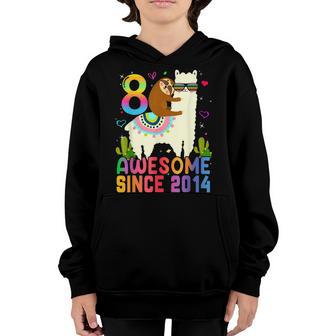 8 Year Old Awesome Since 2014 8Th Birthday Gifts Ns Girls V2 Youth Hoodie - Thegiftio UK