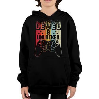 8 Year Old Gifts Level 8 Unlocked 8Th Birthday Boy Gaming V3 Youth Hoodie - Thegiftio UK