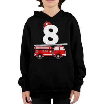 8 Year Old Its My 8Th Birthday Boy Fire Truck Fireman Youth Hoodie - Thegiftio UK