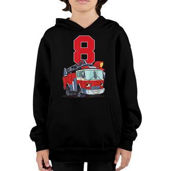 8 Year Old Its My 8Th Birthday Boy Fire Truck Fireman Youth Hoodie - Thegiftio UK