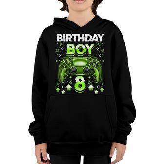 8 Year Old Level 8 Unlocked 8Th Birthday Video Game Youth Hoodie - Thegiftio UK