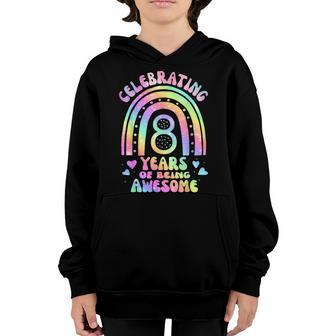 8 Years Of Being Awesome Bday 8Th Birthday Girl Tie Dye V2 Youth Hoodie - Thegiftio UK