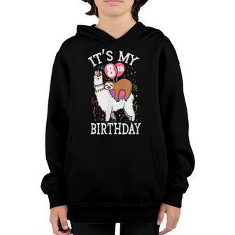 8 Years Old 8Th Birthday Llama Birthday Girl Gift V13 Youth Hoodie - Thegiftio UK