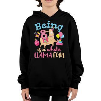 8 Years Old 8Th Birthday Llama Birthday Girl Gift V2 Youth Hoodie - Thegiftio UK