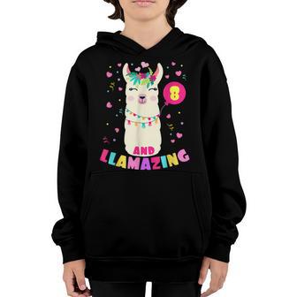8 Years Old 8Th Birthday Llama Birthday Girl Gift V3 Youth Hoodie - Thegiftio UK
