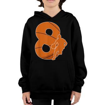 8Th Birthday Basketball Big Number 8 Year Old Boy Girl Youth Hoodie - Thegiftio UK