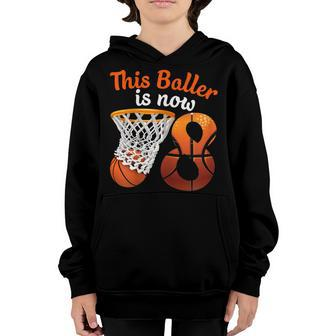 8Th Birthday Basketball Funny 8 Years Old Kids Gift Youth Hoodie | Mazezy