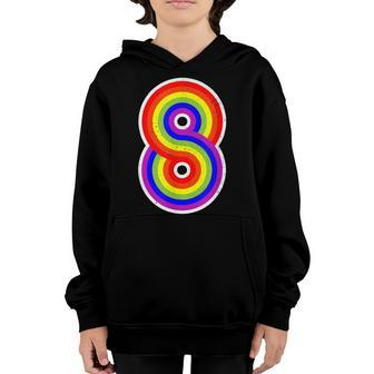 8Th Birthday Birth Kids Bday Rainbow Clothing Number 8 Youth Hoodie - Thegiftio UK