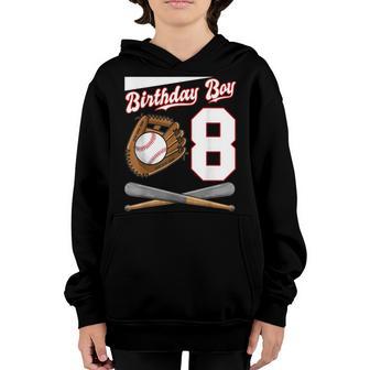 8Th Birthday Boy 8 Year Old Baseball Player Birthday Sport Youth Hoodie - Thegiftio UK