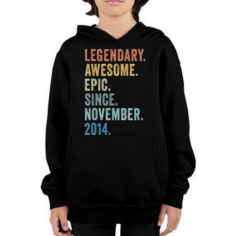 8Th Birthday Boy Legendary Epic Awesome Since November 2014 Youth Hoodie - Thegiftio UK