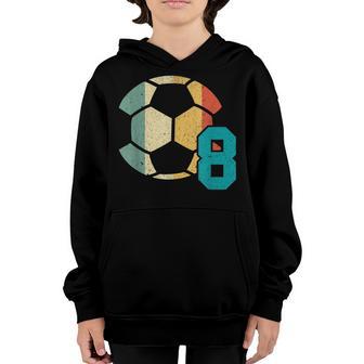 8Th Birthday Retro Soccer 8 Years Old Boy Girl Youth Hoodie - Thegiftio UK
